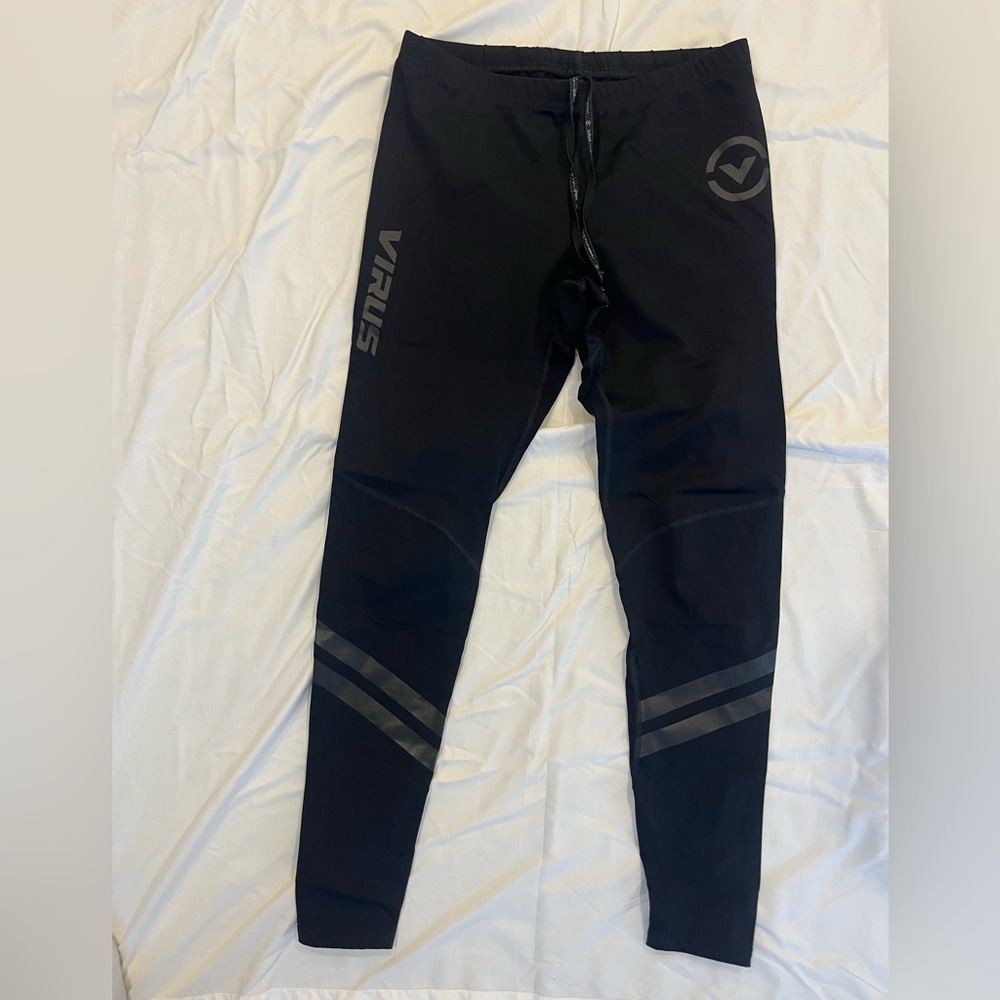 Virus Compression Workout Leggings, Black, Size Large